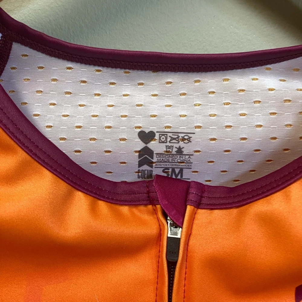 COPY - Coeur Women's Gradient  - Burgundy and Orange - Biking Cycling Zippered … - Picture 2 of 6
